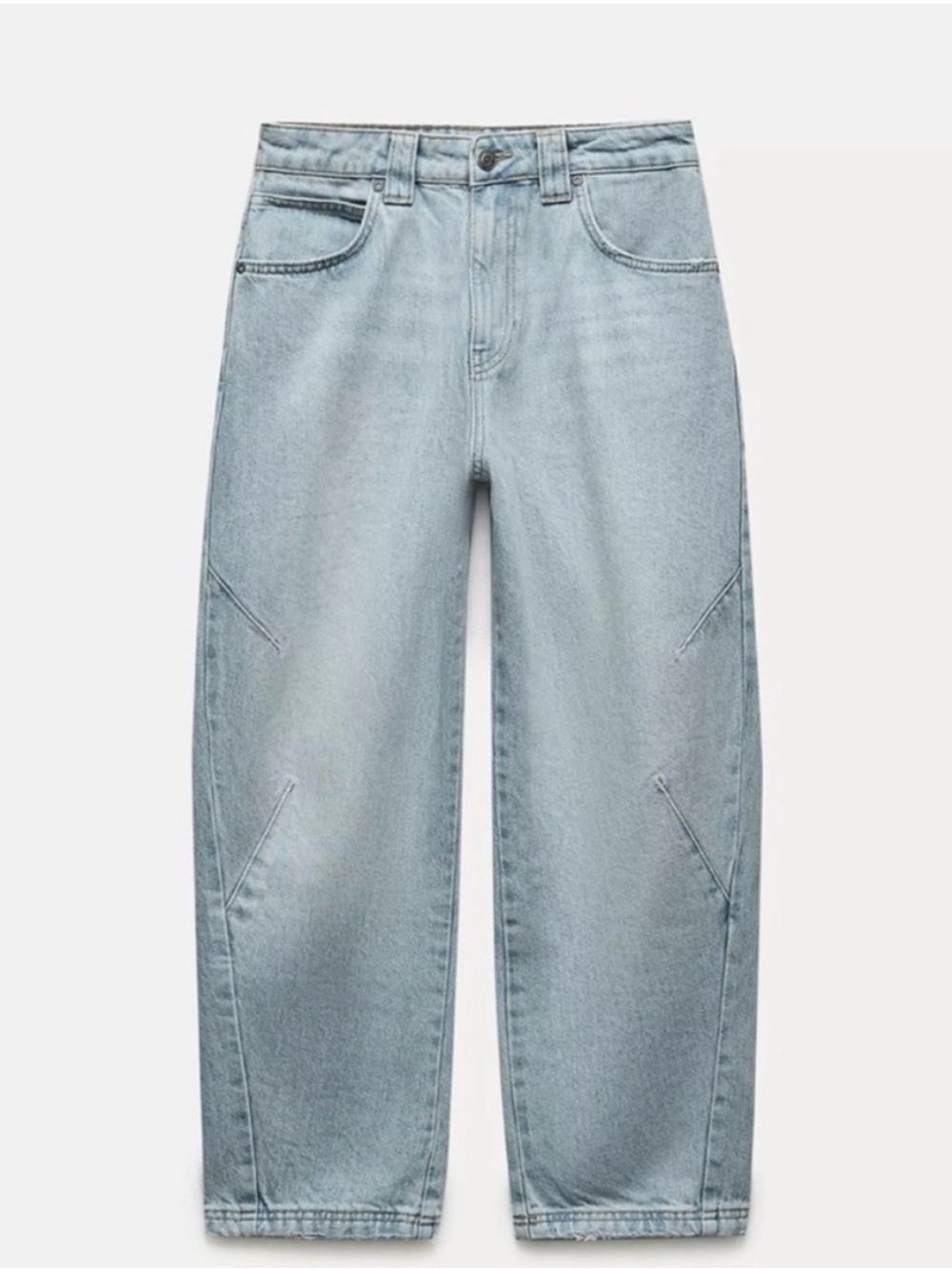 Zara Barrel Leg Cropped Mid Waist Jeans - ZW Collection